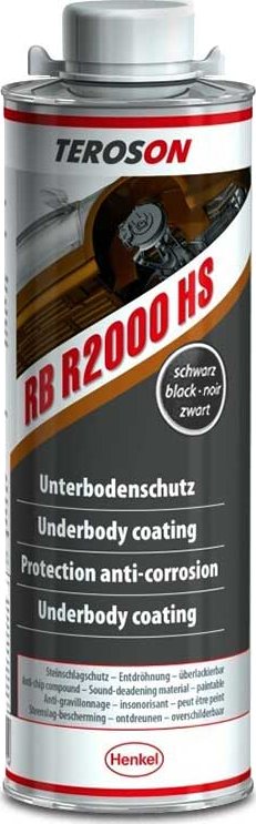 Teroson RB R2000 HS 1 l černý ochrana podvozku (Teroson RB R2000 HS 1 l černý ochrana podvozku je ochranný rozpouštědlový nátěr bez přídavku bitumenové pryskyřice na bázi pryž / pryskyřice- dóza.)