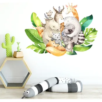 Samolepící dekorace DEKORACJAN Samolepka na zeď - skupinka zvířátek Velikost: L