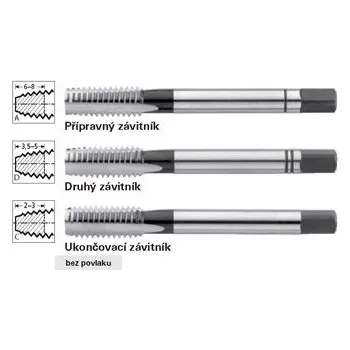 Závitořezný nástroj Sada ručních závitníků Format DIN352 HSS levotočivý - M3 x 0,5