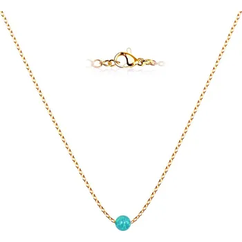 Náhrdelník NUBIS® Zlacený ocelový náhrdelník s opálem - kulička 5 mm - NBP63-OP62