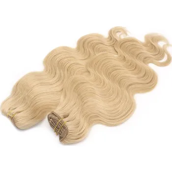 Příčesek Vlnitý clip in maxi set 53cm pravé lidské vlasy – REMY 200g - PŘÍRODNÍ BLOND