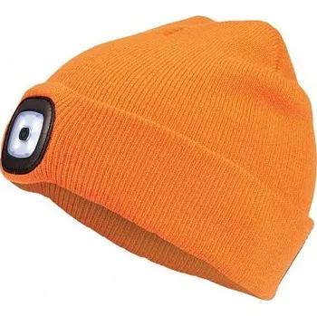 Kukla Zimní pletená čepice s LED lampou DEEL LED, oranžová 0314011590999