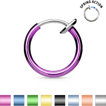 Piercing Piercingate Kruh segment PKR00129 - Barva/Motiv: Zelená, Průměr kroužku: 10 mm, Průměr tyčky: 1,6 mm