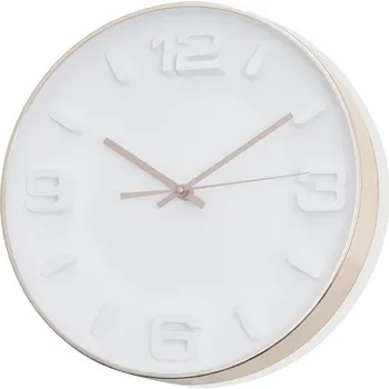 Hodiny Nástěnné hodiny 30 cm BRANDANI (barva - sklo, plast, bílá/měděná)