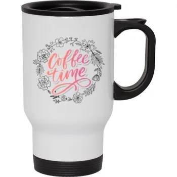 Termohrnek Cestovní termohrnek s uchem s potiskem Skvělý čas na kávu