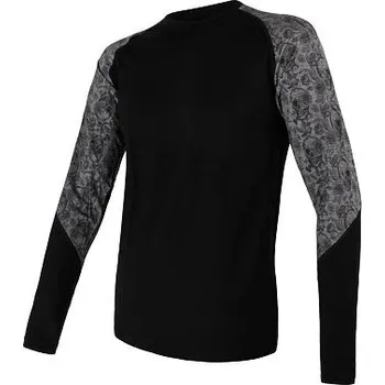 SENSOR MERINO IMPRESS pánské triko dl.rukáv černá/skulls