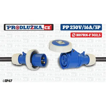 Prodlužovací kabel Prodlužka.cz Prodlužovací přívod 230V/16A/3p/3G2,5/IP67 M: Délka 50 m