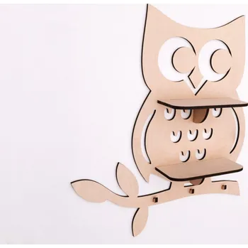 police MAJADESIGN Dětská dřevěná polička s věšáky - SOVA Velikost sovičky: Malá sovička ( šxvxh ): 55 x 65 x 13 cm