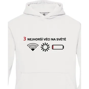 Chlapecká mikina Dětská mikina 3 nejhorší věci na světě, Barva Bílá, Velikost 146-152, Canvas Dětská mikina Bezvatriko.cz 1