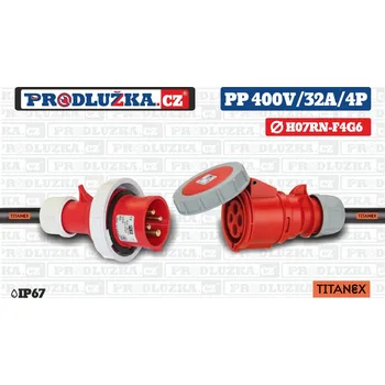 Prodlužovací kabel Prodlužka.cz Prodlužovací přívod Titanex 400V/32A/4p/4G6/IP67 M: Délka 10 m