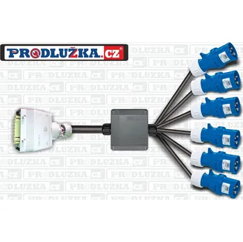 Prodlužovací kabel Prodlužka.cz Wei/Spider 16p+n 18G2,5 6x230V/16A M: 10 M