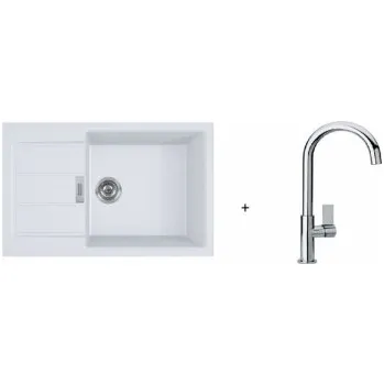 Granitový dřez Franke SET T86B - S2D 611-78 XL bílá + FP 0408 + ZÁRUKA 5 LET ZDARMA