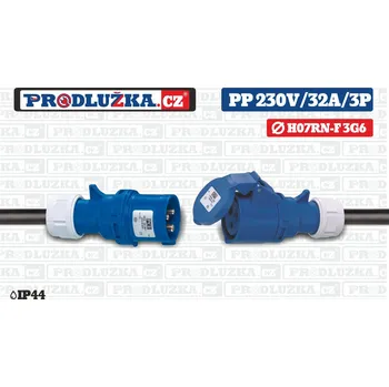 Prodlužovací kabel Prodlužka.cz Prodlužovací přívod 230V/32A/3p/3G6/IP44 M: Délka 50 m