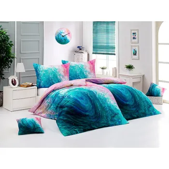 Povlečení Matějovský Blanka Matragi Ocean modro-růžové 140 x 200 cm, 70 x 90 cm zipový uzávěr