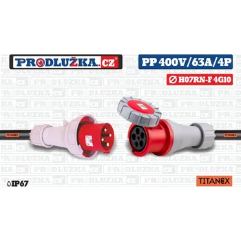 Prodlužovací kabel Prodlužka.cz Prodlužovací přívod Titanex 400V/63A/4p/4G10/IP67 M: Délka 5 m