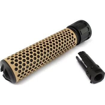 Sportovní střelba Big Dragon Rychloupínací tlumič KAC QDC s kompenzátorem, 175mm - černo - pískový