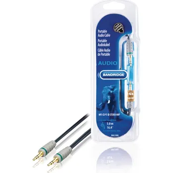 Audio kabel BANDRIDGE Stereo Audio Kabel 3.5mm Zástrčka - 3.5mm Zástrčka 5.00 m Modrá