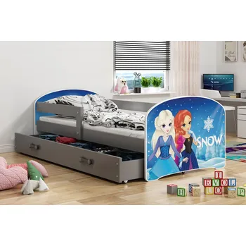 Postel ImportWorld Dětská postel Felix 1 80x160 s úložným prostorem - 1 osoba - Grafit, Sníh