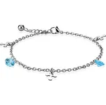 Dámský ocelový náramek na nohu, tyrkysové kamínky