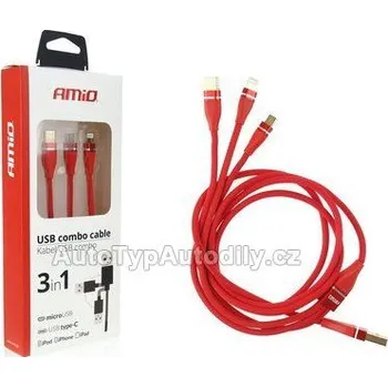 Datový kabel AMIO Kabel datový 3in1 MFi 3,1A 1,2m NEW 9/2020