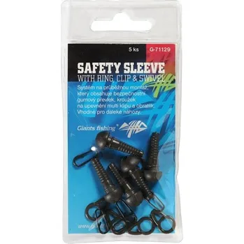 5ks - Montáž Giants Fishing Safety Sleeve with Ring, Clip a Swivel
