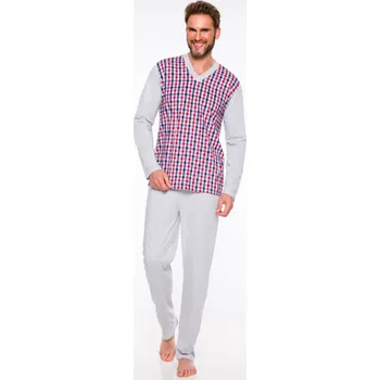 Pánské pyžamo Taro, pánské pyžamo 005-Roman, dlouhý rukáv, šedý melír, vel. M