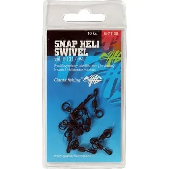 10ks - Obratlík Giants Fishing Swivel Snap Heli Velikost 8