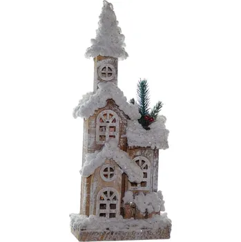 Vánoční světelná dekorace Seizis Kostel LED dřevěný/hnědý