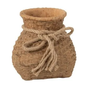 Květináč Cementový hnědý květináč ve tvaru vaku - 14*12*14,5 cm