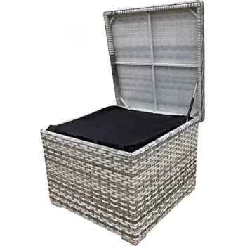 Zahradní úložný box Ratanový box na polstry - světle šedý - NAOMI II