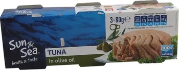 Konzervované maso Sun & Sea tuňák v olivovém oleji 3 x 80 g