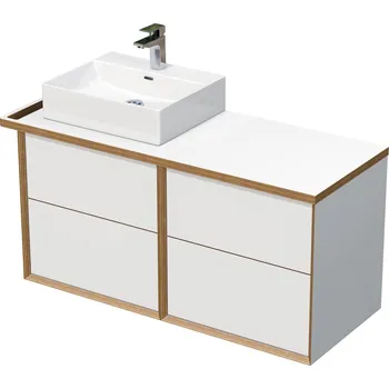 Umyvadlo OXO multi - skříňka 120 cm s umyvadlem na desku vlevo, 4 zásuvky, držák na ručník vlevo, závěsná OXO MULTI 120L 4Z KDL