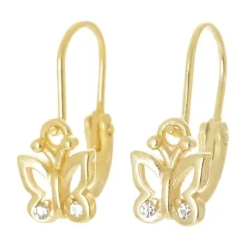 Náušnice Stříbrné pozlacené náušnice motýlek se zirkony AGUC3152D-G