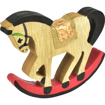 Vánoční dekorace Kůň houpací dřevěný 17x19 cm