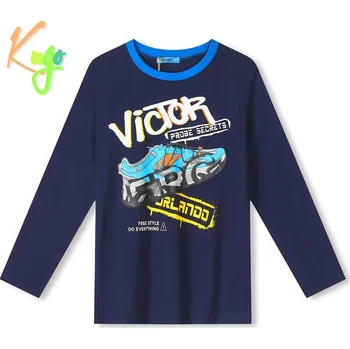 CHLAPECKÉ TRIČKO tm.modré Kugo MC3791 (Chlapecké tričko dlouhý rukáv)