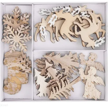 Vánoční dekorace DP Craft Dřevěné vánoční ozdoby 24ks