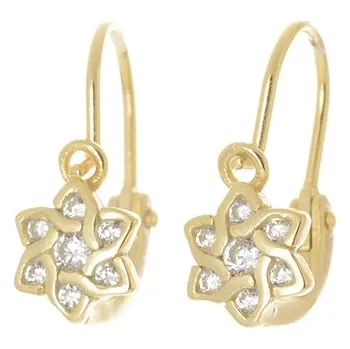 Náušnice Stříbrné pozlacené náušnice kytičky se zirkony AGUC3180D-W-G