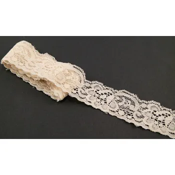 Elastická krajka - béžová - šířka 4 cm