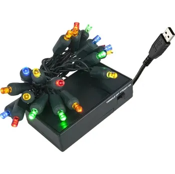 Cyklosvítilna BB03 Světelný řetěz na baterie USB 6 metrů 50x LED RGB (Světelný řetěz na baterii s USB)