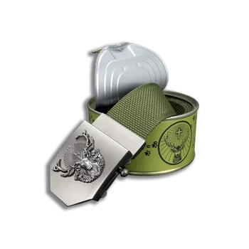 Opasek Textilní opasek Svatý Hubert khaki -dárkové balení