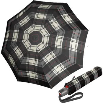 Deštník Knirps T.200 CHECK BLACK a WHITE - elegantní dámský plně automatický deštník