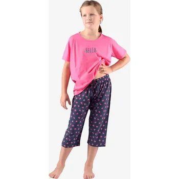 GINA dětské pyžamo ¾ dívčí, 3/4 kalhoty, šité, s potiskem Pyžama 2022 29010P purpurová lékořice 152/158
