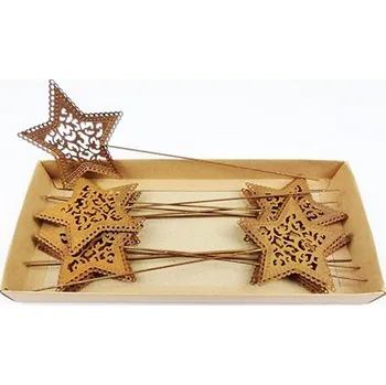 Vánoční dekorace Kovová hvězda 9 cm vzor vintage o/s, 12 ks