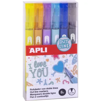 Apli Outline 18931 popisovače sada 6 barev