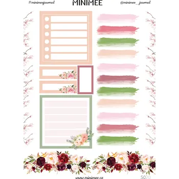 samolepka Samolepky MINIMEE - Rámečky a proužky (zelená, růžová, meruňková)
