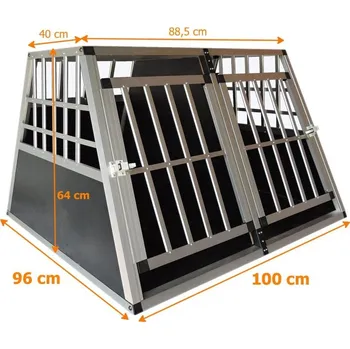 přepravka pro zvíře PRODUMAZAHRADU Přepravní, transportní dvojbox, klec pro 2 velké psy do auta, zkosená. Vhodná do Škoda Octavia combi, 100x96x64cm