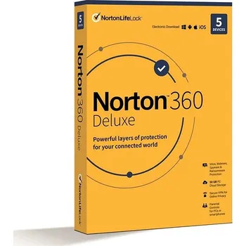 Software Norton 360 Deluxe 50GB, VPN, 1 uživatel, 5 zařízení, 24 měsíců (elektronická licence)