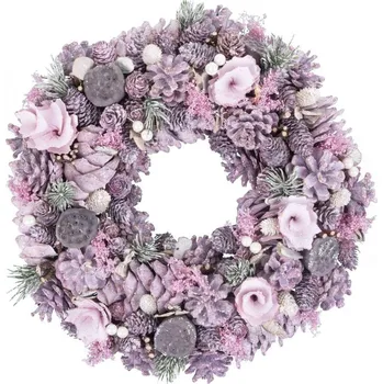 Věnec MagicHome Věnec Vánoce růžový 38 cm