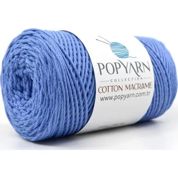 Příze POPYARN Příze Cotton Macrame B025 - modrá, 250g 190m