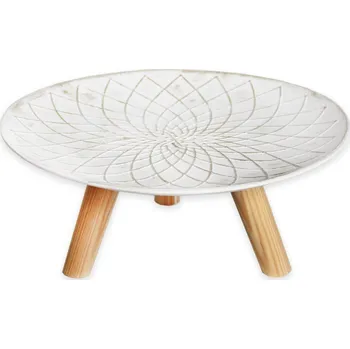 Vánoční dekorace Podnos dřevo 35cm bílá (550481)